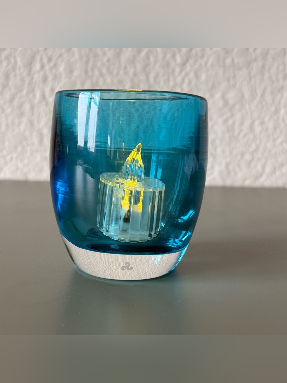 glassybaby blue eye hand-blown glass candle holder - Picture 3 of 8